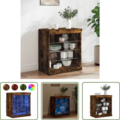 Produktbild von The Living Store Sideboard mit LED-Leuchten Räuchereiche 60,5x37x67 cm