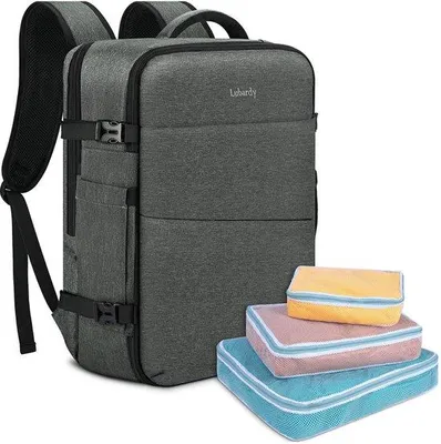 Immagine prodotto di Borsa da viaggio impermeabile da 40 litri, 17,3 pollici, grigia, per il lavoro e la scuola
