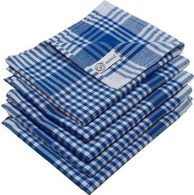 Zdjęcie produktu dla Zestaw ręczników kuchennych Unyqoos® – opakowanie 10 sztuk (niebiesko-biały), 100% bawełna, 45 x 70 cm, gramatura 170 g/m², klasyczny wzór w kratkę i styl retro. Dostępny również w opakowaniu 5 sztuk (330 g)