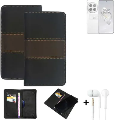 Produktbild von K-S-Trade Handyhülle + Kopfhörer kompatibel mit OnePlus 12 Schutzhülle Walletcase Bookstyle Tasche Schutz Case Hülle Wallet Cover Kunstleder