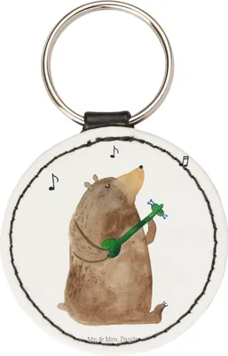 Produktbild von Mr. & Mrs. Panda Schlüsselanhänger Bär Lied - Weiß - Geschenk, Frau, Anhänger, Song, klein, Partner, Valentinstag, Taschenanhänger, Herz, mini, Freundin, für schlüssel