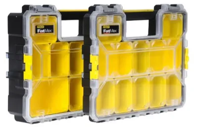 Immagine prodotto di Stanley 1-97-518 Cassetta degli attrezzi Scatola per minuteria Plastica Nero, Trasparente, Giallo