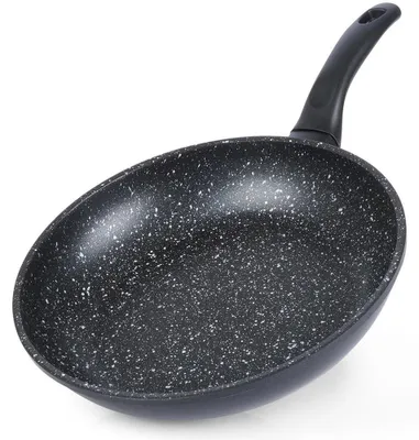 Image de Poêle antiadhésive en granit - 28 cm - Aluminium - Compatible avec les plaques de cuisson à gaz et à induction - Noir