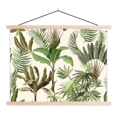 Produktbild von MuchoWow® Textilposter Dschungel - Palme - Bananenstaude - Kinder - Natur - Pflanzen 60x45 cm mit holzfarbenen Rahmen - Bild