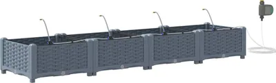 Obrázok produktu pre vidaXL Záhradný kvetináč, 4 kusy, svetlosivý, 160 x 40 x 22 cm, PP materiál