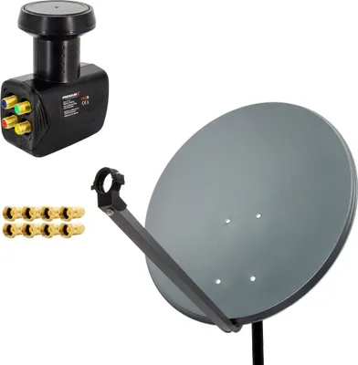 Produktbild von PremiumX SAT Anlage 80cm Satellitenschüssel Quad LNB 8x F-Stecker