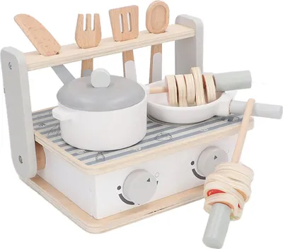 Zdjęcie produktu dla Drewniany grill kuchenny dla dzieci z zestawem zabawek do nauki symulacji gotowania