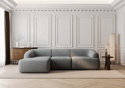 Produktbild von LetSit Ecksofa Torino L Cremona, Designer-Sofa zum Entspannen mit Schlaffunktion, L Form, Bequemes Couch mit Ottomane für Wohnzimmer, Hellgrau, Links