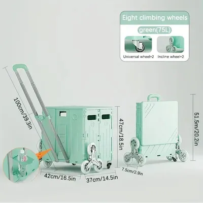 Produktbild von Einkaufstrolley F-G - Treppensteiger Wagen - Aluminiumlegierung - 6 Räder - Faltbar Tragbar - 68 kg Tragkraft - Wasserdichte Tasche F-G