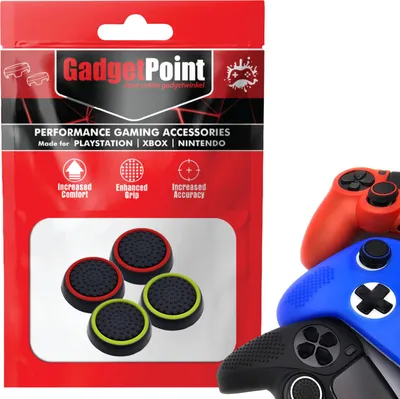 Immagine prodotto di Thumbgrips - Thumbgrips per PlayStation, PS5, Xbox X/S, One e Switch Pro Controller - Thumbgrips da gioco - Thumbstick antiscivolo ad alte prestazioni - Accessori di protezione - Nero, verde chiaro, nero, rosso -