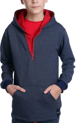 Produktbild von Jungen Pullover mit Kapuze meliert Blau 128