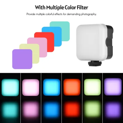 Obrázok produktu pre W49S Mini foto lampa, prenosné LED svetlo na fotoaparát, 5600 K, s nastaviteľnou jasnosťou, 3 nabíjateľné batérie, filtre pre studenú päticu