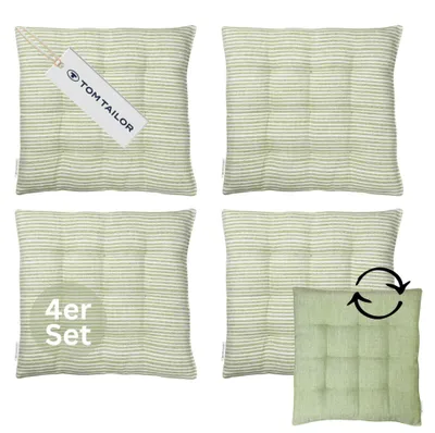 Zdjęcie produktu dla Zestaw 4 poduszek na krzesła TOM TAILOR FRESHSTRIPE4ER, zielone, 40 x 40 cm