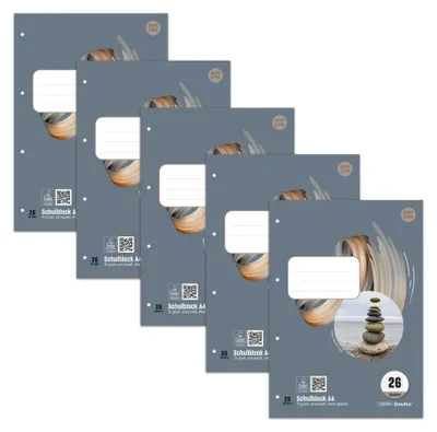 Produktbild von Style Schulblock - 5 Blöcke à 50 Blatt DIN A4, 70 g/m², kariert m. Rand