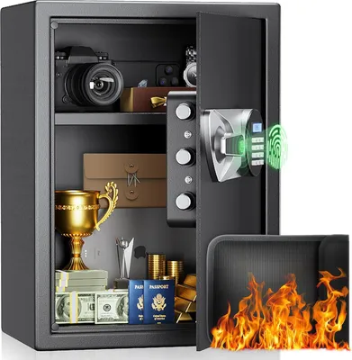 Produktbild von Tresor, Safe Tresor für Zuhause, Biometrischer Fingerabdruck Digitaler Zahlencode Safebox mit Doppelte Warnung, Möbeltresor Wandtresor für Büro Hotel