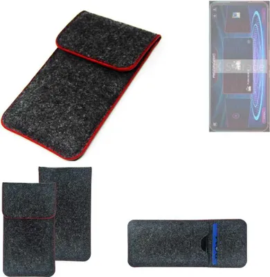 Produktbild von K-S-Trade Handy Schutz Hülle kompatibel mit Nubia RedMagic 5G Schutzhülle Handyhülle Filztasche Pouch Tasche Case Sleeve Filzhülle dunkelgrau