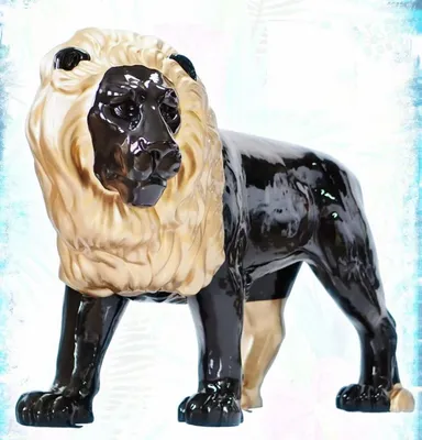 Image de Casa Padrino Sculpture décorative XXL Lion noir / or 185 cm