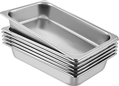 Produktbild von VEV Edelstahl Behälter 6 Stk Speisebehälter 537 x 330 x 90 mm kommerzieller Warmhaltebehälter für Hotelpfanne Tisch Food