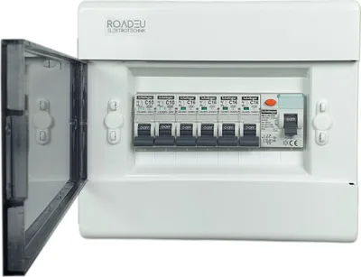 Produktbild von RoadEu - Leitungsschutzschalter, Stromverteiler mit Fehlerstromschutzschalter 40A 2P typ A/AC und LS 4x C16A, 2x C10A. Sicherungskasten 230V