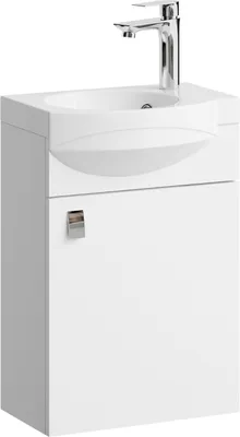 Produktbild von Planetmöbel Badmöbel Set 40cm Gäste WC Waschtischunterschrank Keramikwaschbecken Weiß