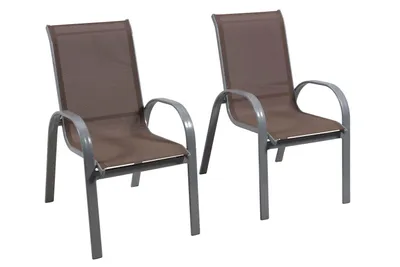 Produktbild von Merxx Gartensessel Amalfi taupe 2er Set, stapelbar - Aluminium/Textil