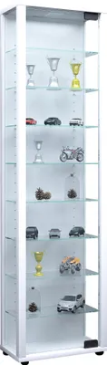 Immagine prodotto di Vetrina in piedi | Vetro con vetro di sicurezza ESG | Dimensioni ca. H. 115 x W. 33 x D. 18 cm | Vetro espositore per stand | Moderno e salvaspazio | Espositore in vetro – Edana Maxi