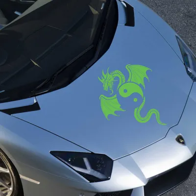 Produktbild von Aufkleber - Autoaufkleber "Yin Yang Drache" 50cm x 40cm lindgrün - Tuning Carystyling Heckscheibe Auto