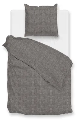 Produktbild von Zohome Flanella di Lino Bettbezug - 155x220 cm – 100% Baumwoll-Flanell – Hochwertige Bettwäsche mit motiv – Weich - Atmungsaktiv und Hautfreundlich – inkl. 80x80 cm Kissenbezug – Grau