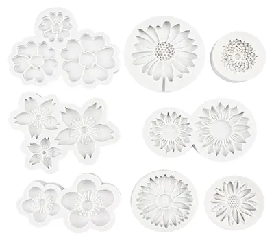 Image de Omgoods - Lot de 8 moules en silicone pour fleurs, idéaux pour le fondant et le chocolat