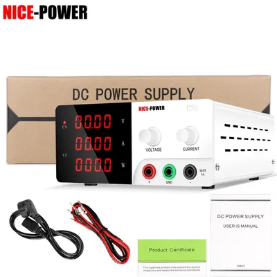 Produktbild von Labornetzgerät - Einstellbares DC Netzteil - 0–30V 0–20A 600W - Geregelte Spannungsquelle - Für Werkbank und Batterieladung - Weiß ohne Ausgang