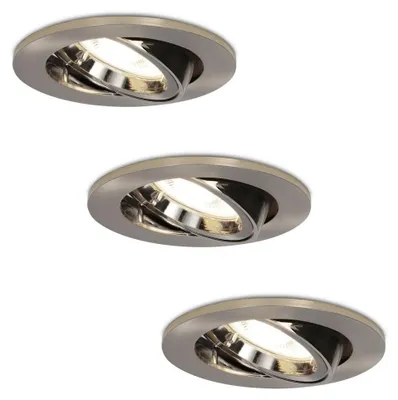Produktbild von hoftronic LED Einbaustrahler 4W 4000K GU10 schwenkbar Edelstahl 3er Set