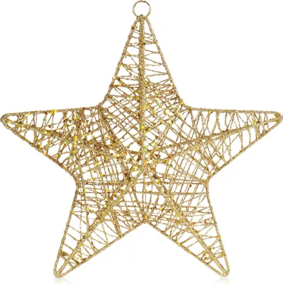 Produktbild von COM-FOUR® Deko Stern Weihnachten - Weihnachtsdekoration Stern zum Aufhängen - Weihnachtsstern aus Metall mit Pailletten - Deko Hänger
