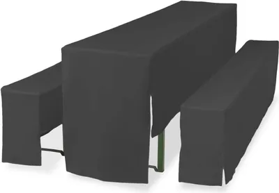 Produktbild von TexDeko Hussen für Bierzeltgarnitur 3TLG Set Premium PRO Blickdicht Biertischhussen 220cm (Tischbreite: 50cm, Anthrazit)