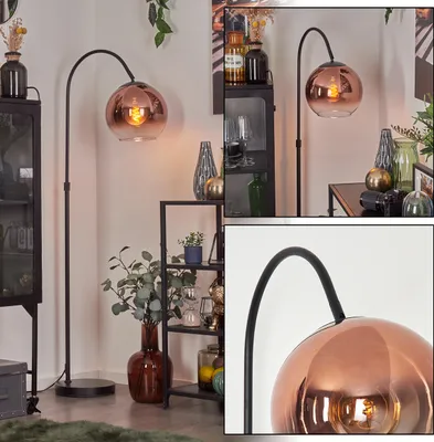 Produktbild von Cesaro Stehlampe aus Metall/Glas in Schwarz/Kupfer/Klar