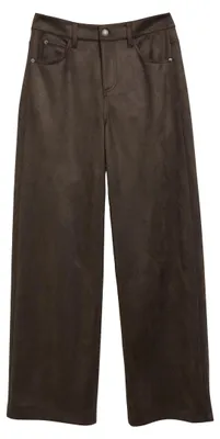 Produktbild von Comma Damen Hose Braun Größe 44 aus VeloursKunstleder mit weitem Bein