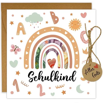 Produktbild von Geldgeschenk Einschulung Karte Regenbogen mit Umschlag H A6