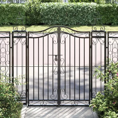 Produktbild von [Home] Gartentor Schwarz 121x8x100 cm Schmiedeeisen , Neue Mode 2024 im häuslichen Leben
