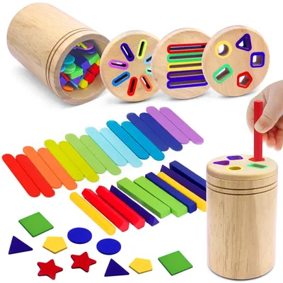 Image de Jouet Montessori en bois 3-en-1 pour enfants de 1 à 3 ans