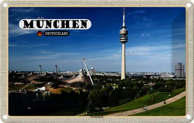 Produktbild von vianmo Blechschild 20x30 cm München Olympiapark Fernseherturm Bildmotiv Reisemotiv Abenteuer Reisen Urlaub
