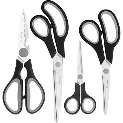 Immagine prodotto di Set di 4 forbici da cucina in acciaio inossidabile, colore nero/grigio