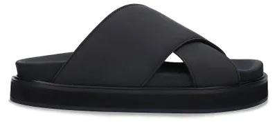 Produktbild von Davu Schwarze Vegane Sandalen - klobige Criss-Cross Slip-Ons