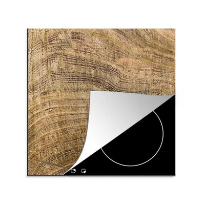 Produktbild von KitchenYeah© Herdabdeckplatte Struktur eines Brettes mit Jahresringen , 78x78cm, Küche Deko, Glaskeramikkochfeld Herdabdeckung, Abdeckplatte fùr Kochfeld