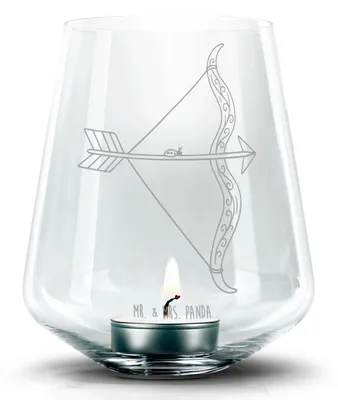 Produktbild von Mr. & Mrs. Panda Windlicht Glas Sternzeichen Schütze - Transparent - Geschenk, Geburtstag Dezember, Laterne, gravur, November, Stumpenkerzenhalter, Kerzenhalter
