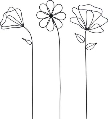 Produktbild von UNUS Metallkunst Stecker Blumen als 3er Set Betty in schwarz