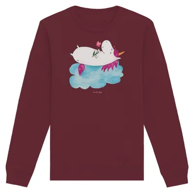 Produktbild von Mr. & Mrs. Panda Baumwoll Pullover Einhorn Verliebt Größe XXL - Burgundy - Geschenk, Bio-Pullover, Wolke, Rundhals, Einhörner, Liebe, Unicorn, Freundin, Sweatshirt, Pulli