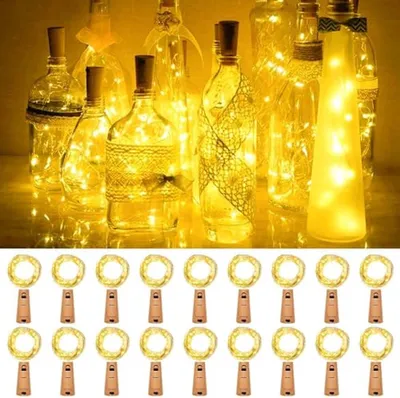 LED Lichterkette 20 LEDs 2m für Innen und Außen, Dekoration für Feste und Hochzeiten, Warmweiß