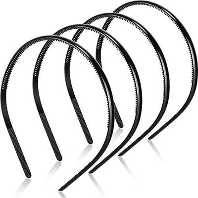 Produktbild von 4 Kunststoff-Stirnbänder mit Zähnen, 8 mm breit – DIY-Haarschmuck
