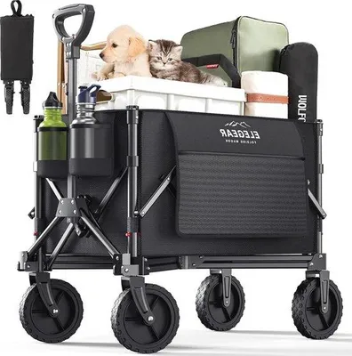 Produktbild von Famanu Bollerwagen 120 l/80 kg für Gelände - einfach zusammenklappbar