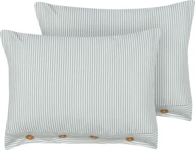 Obrázok produktu pre BELIANI Sada 2 dekoratívnych vankúšov zelený a biely pruhovaný vzor 40 x 60 cm gombíky moderný bytový doplnok spálňa obývačka