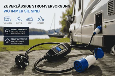 Produktbild von CEE Adapter mit FI Schutzschalter 230V, 3x2,5mm², 150cm – 30mA RCD, 3600W – Stromkabel für Camping, Wohnmobil, Boot & Outdoor